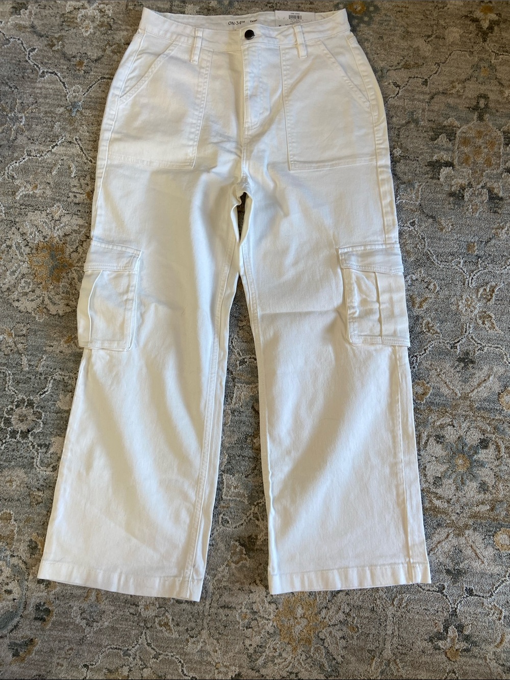 On 34th White Wide Leg Cargo Jeans